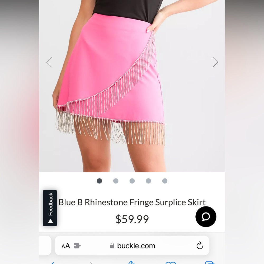 Blue B Rhinestone Fringe Surplice Skirt size large